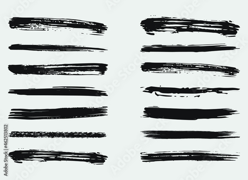 Grunge vector dry brush strokes. Isolated, hand drawn