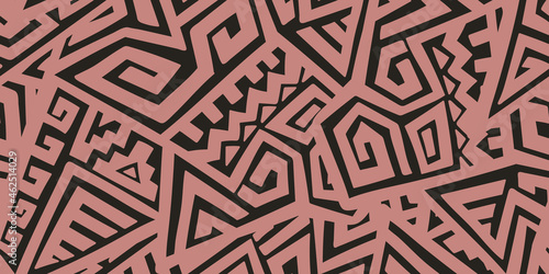Unique Geometric Vector Seamless Pattern made in ethnic style. Aztec textile print. African traditional design. Creative boho pattern. Perfect for site backgrounds, wrapping paper and fabric design.