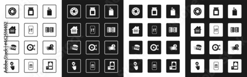 Set Online ordering and delivery, Donut, Restaurant cafe menu, Fast by car and burger icon. Vector
