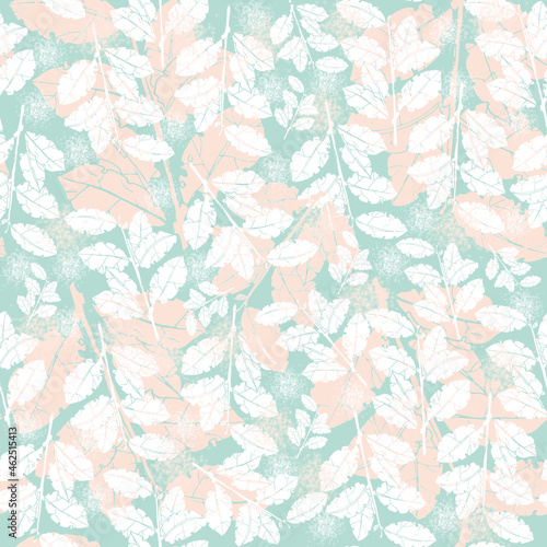 seamless pattern with pink and white leaves