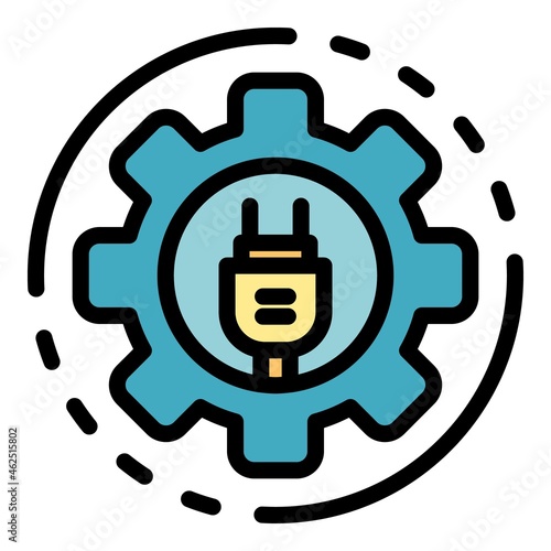 Nature energy plug icon. Outline nature energy plug vector icon color flat isolated