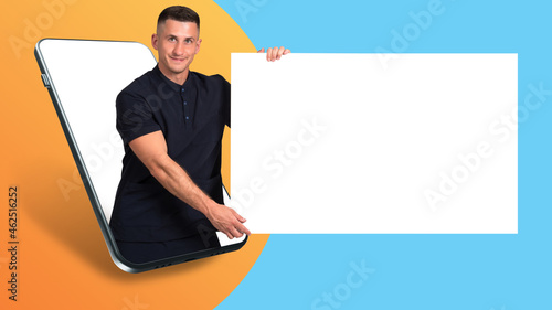 Advertising collage. Man sh...