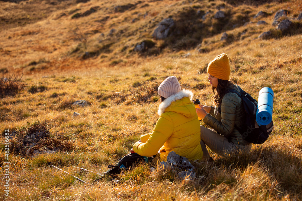 Hikers enjoying view on mountain Hikers enjoying view on mountain
