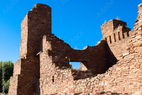 High stone walls and window of the historic ruin of the Quarai Mission Church in Salinas Pueblo Missions National Monument in New Mexico © Martha Marks