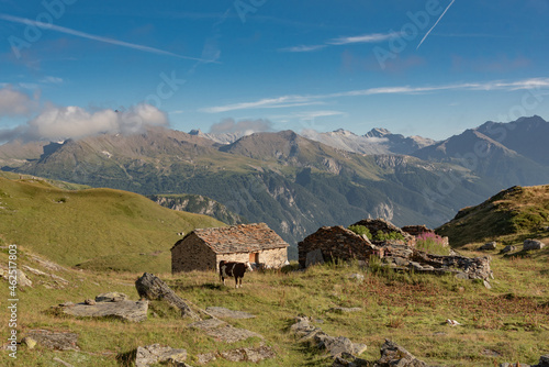 a wonderful mountain landscape from the white lake refuge in haute maurienne in vanoise in the french alps