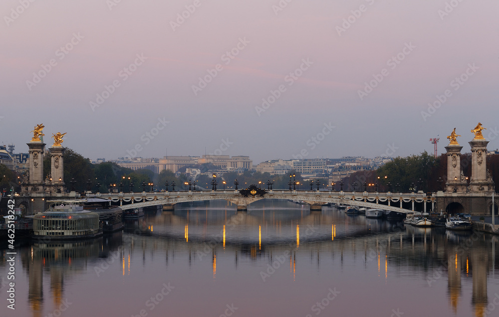 The view of Bridge Alexandre III bridge, Paris. France.