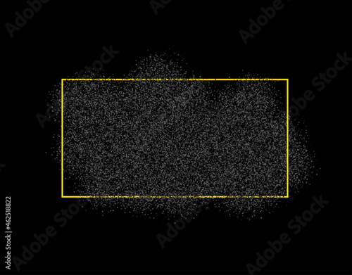 Halftone dots confetti background with frame.