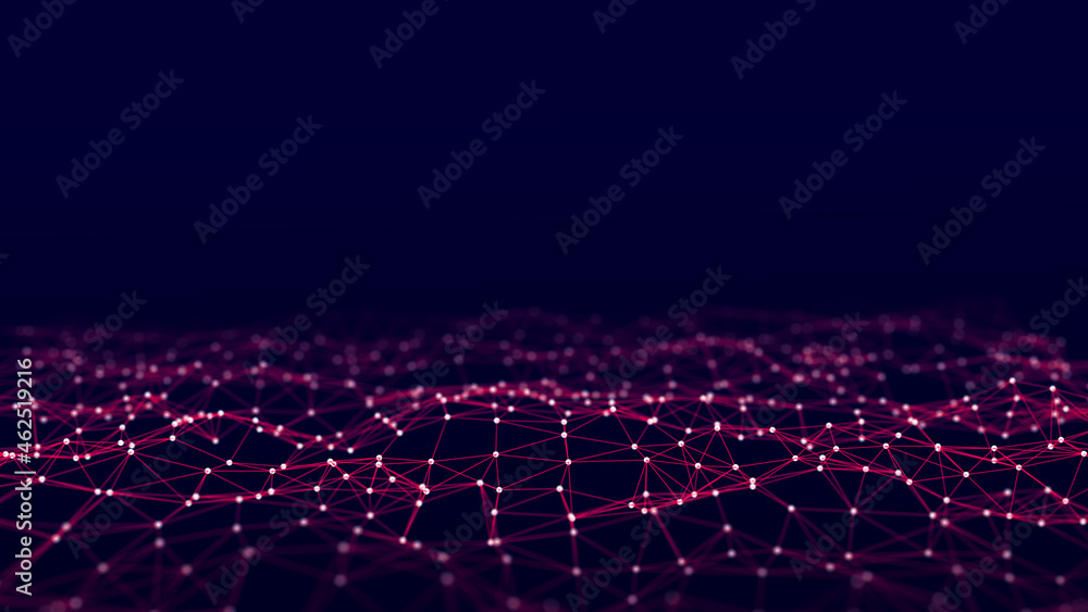 Obraz premium Data exchange. 3D mesh with connecting points and lines. Abstract technology background. 3D rendering.