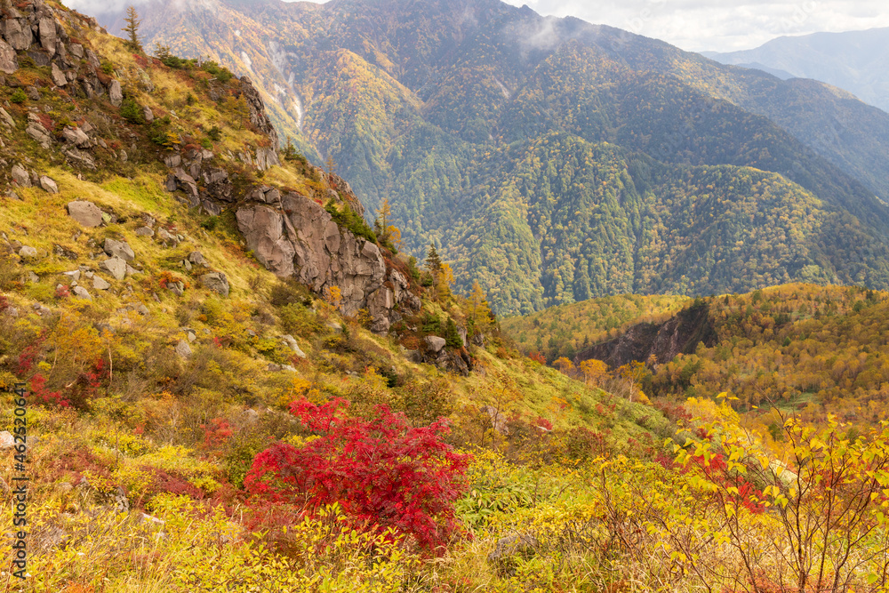紅葉の北アルプス焼岳登山 紅葉の北アルプス焼岳登山