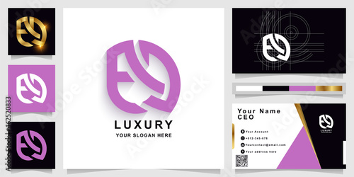 Letter AD or ED monogram logo template with business card design