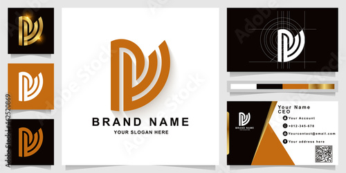Letter pw or pe monogram logo template with business card design