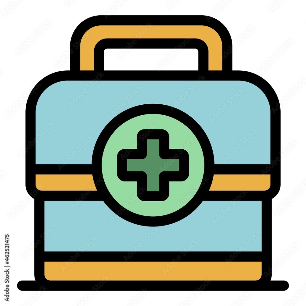 Sport doctor first aid kit icon. Outline sport doctor first aid kit vector icon color flat isolated Sport doctor first aid kit icon. Outline sport doctor first aid kit vector icon color flat isolated