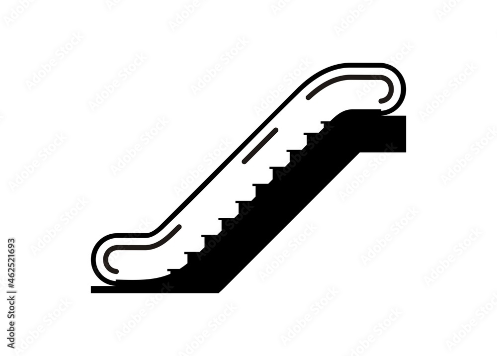 Escalator. Simple illustration in black and white. Escalator. Simple illustration in black and white.