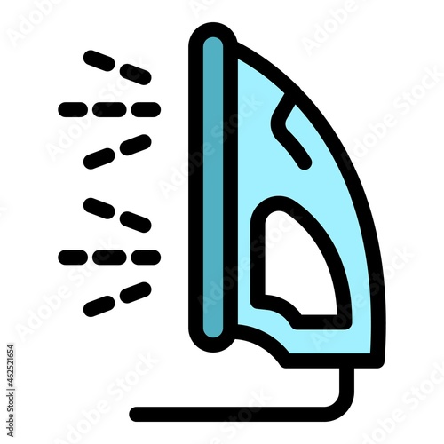 Iron steam cleaner icon. Outline iron steam cleaner vector icon color flat isolated