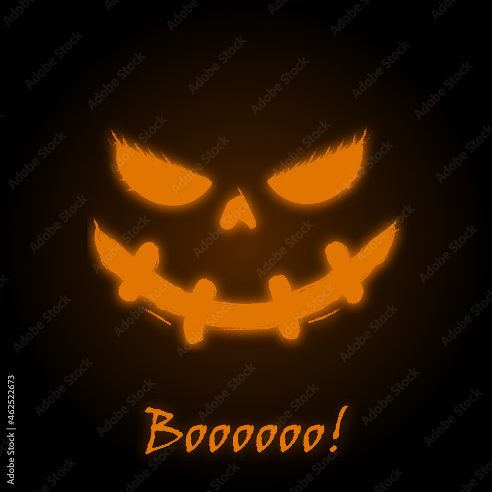 Fototapeta premium Neon scary face Halloween design
