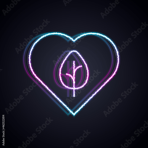Glowing neon line Vegan food diet icon isolated Glowing neon line background. Organic, bio, eco symbol. Vegan, no meat, lactose free, healthy, fresh and nonviolent food. Vector