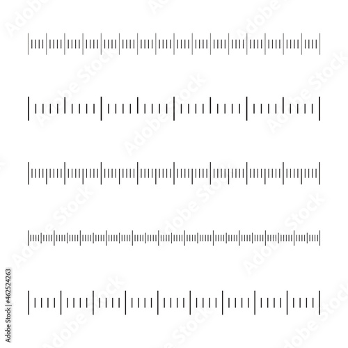 Ruler scale set isolated on white background. Different concept of ruler scale for web site, app and graph. Ruler scale vector illustration
