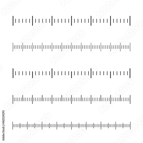 Ruler scale set isolated on white background. Different concept of ruler scale for web site, app and graph. Ruler scale vector illustration