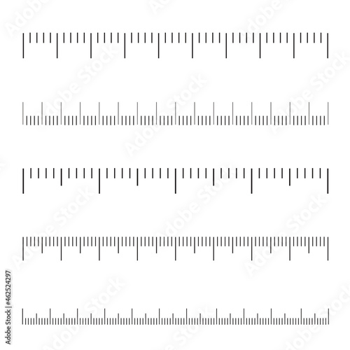 Ruler scale set isolated on white background. Different concept of ruler scale for web site, app and graph. Ruler scale vector illustration