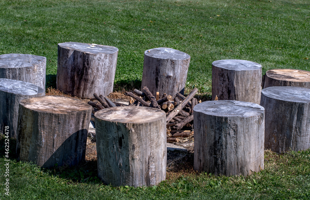 rustic seating around a soon to be bonfire rustic seating around a soon to be bonfire