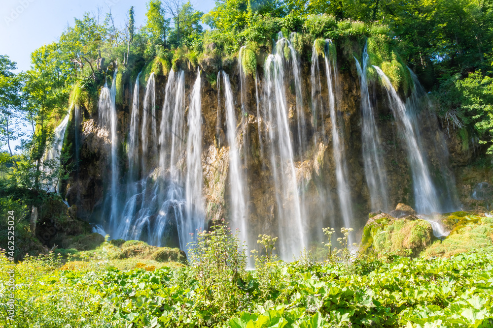 Amazing big waterfalls in Plitvice Lakes, Croatia