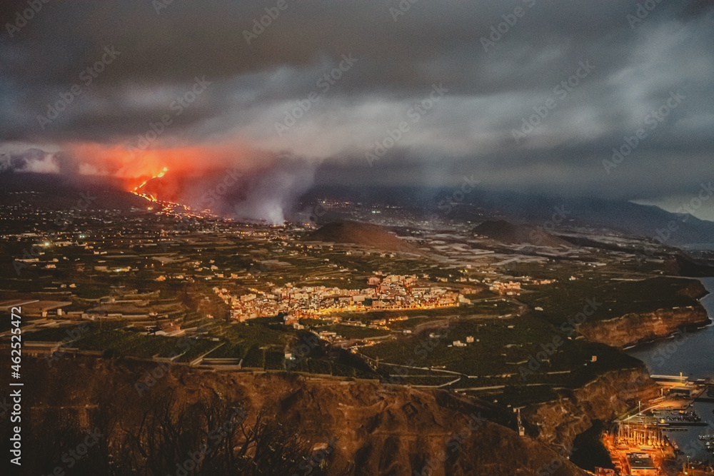 Valle de Aridane en erupción de Cumbre Vieja.
