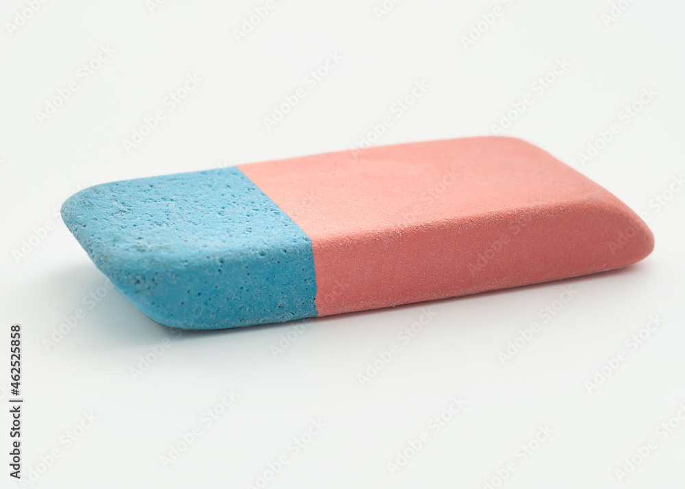 Back to school, stationery supply and correct a mistake concept with soft rubber eraser isolated on white background with clipping path cutout Back to school, stationery supply and correct a mistake concept with soft rubber eraser isolated on white background with clipping path cutout
