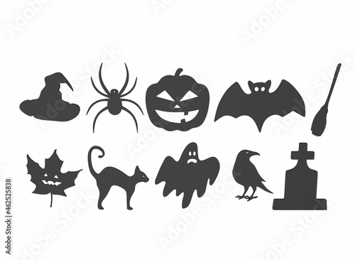 Halloween decorations on the black background 3D-rendering