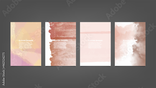 Set of earth tone vector watercolor backgrounds for poster, brochure or flyer, Bundle of watercolor posters, flyers or cards. Banner template.