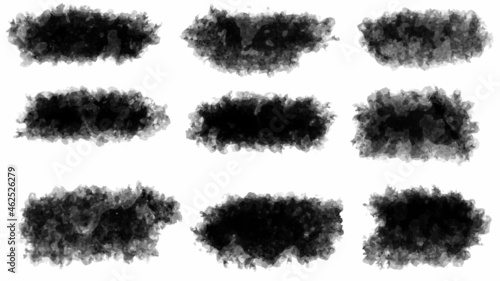 Set of black brush, paint, ink brush strokes, brushes, lines. Dirty artistic design elements. Vector illustration. Isolated on white background.