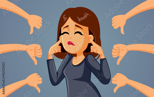 Woman Not Listening to Negative Feedback Vector Cartoon