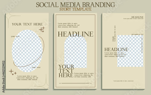 Fashion Modern Social Media Branding and Story Template with cream color and minimalist style