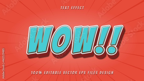 Abstract Minimal 3d Blue Orange Word Wow Editable Text Effect Design Template