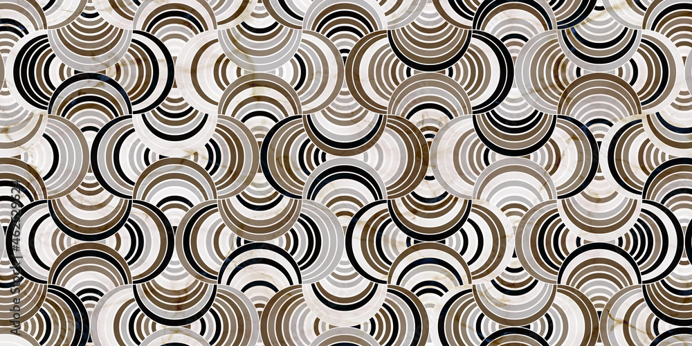  Abstract geometric pattern circle overlapping. Luxury gold and gray background with marble texture