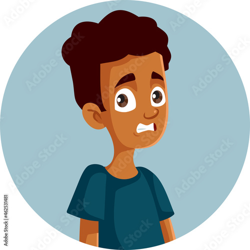 Teen Boy Cringe Face Expression Vector Cartoon