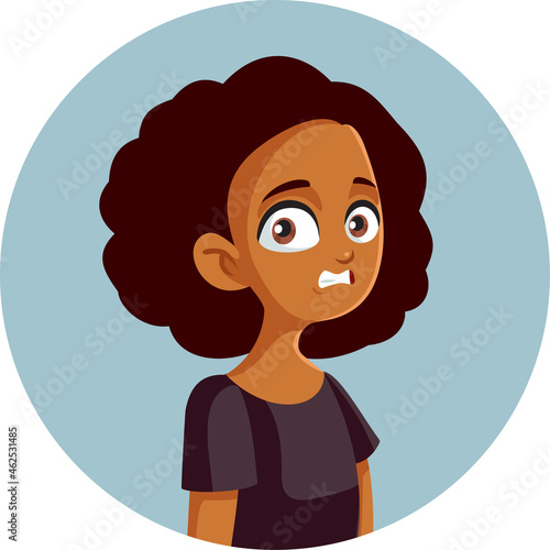 Teen Girl Cringe Face Expression Vector Cartoon