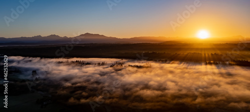 sunrise over the fog
