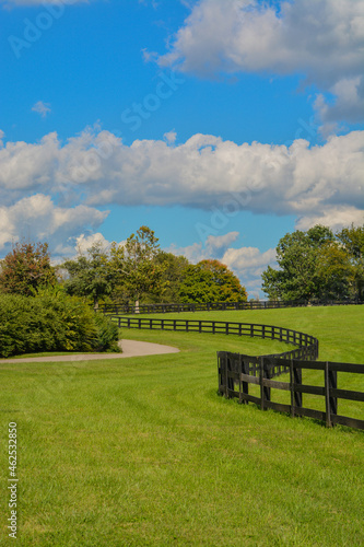The beautiful pasture of the Kentucky Horse Park in Lexington  Kentucky