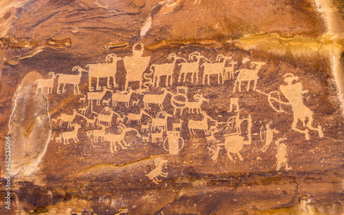 The Great Hunt Petroglyph in Price, Utah photo