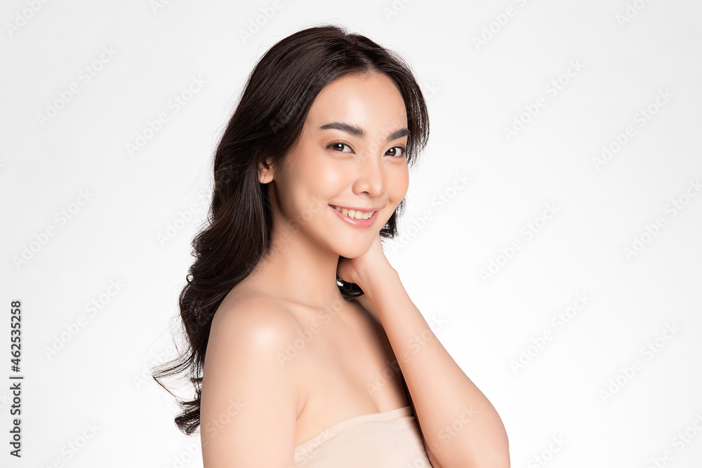 Beautiful young asian woman with clean fresh skin on white background, Face care, Facial treatment, Cosmetology, beauty and spa, Asian women portrait. Beautiful young asian woman with clean fresh skin on white background, Face care, Facial treatment, Cosmetology, beauty and spa, Asian women portrait.