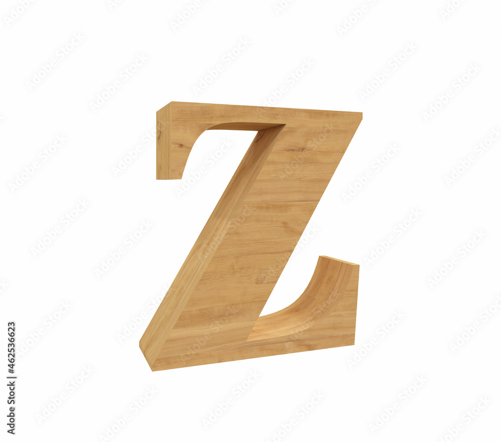 3d rendering small font letter Z in wood material, realistic and isolated in white background 3d rendering small font letter Z in wood material, realistic and isolated in white background