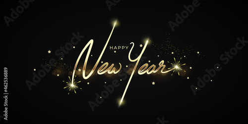 Happy newyear letters banner, vector art and illustration. can use for, landing page, template, ui, web, mobile app, poster, banner, flyer, background