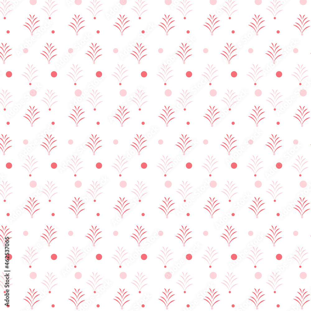 Seamless pattern with Small Pink palm with pink dots on a White Background. Seamless pattern with Small Pink palm with pink dots on a White Background.