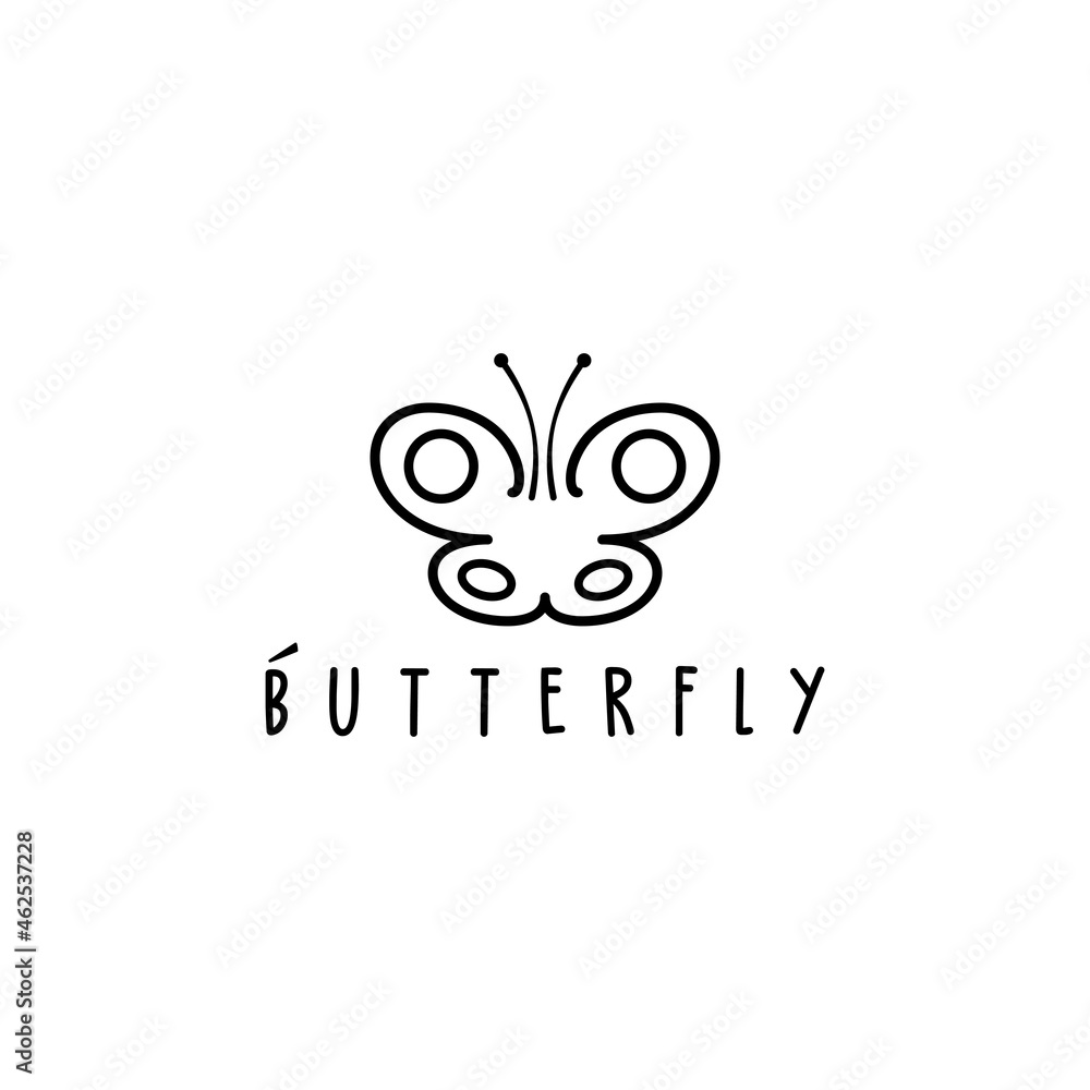 Simple butterfly logo in monomile style Simple butterfly logo in monomile style