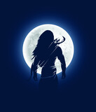 Lord rama vector graphic design with Bow and Arrow amazing full moon vector art. 