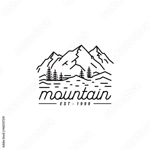Mountain logo design in monoline style