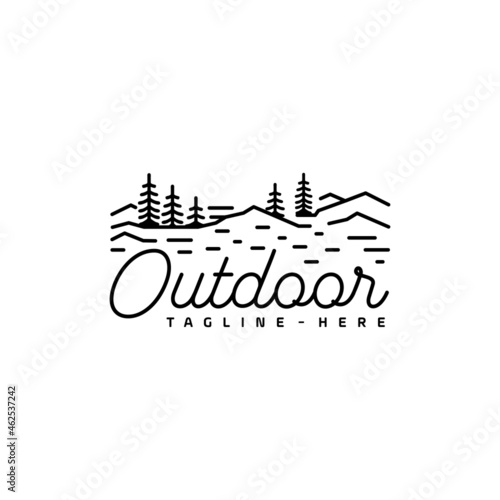 Line art outdoor design t-shirt