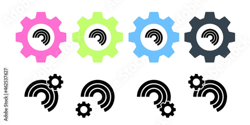 Chart polar clock vector icon in gear set illustration for ui and ux, website or mobile application