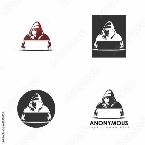 lurk spy behind minitor screen image graphic icon logo design abstract concept vector stock. Can be used as symbol related to internet or hacker or tech