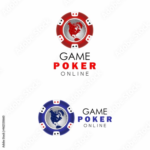 gambling coin with world or earth image graphic icon logo design abstract concept vector stock. Can be used as a symbol related to poker or game